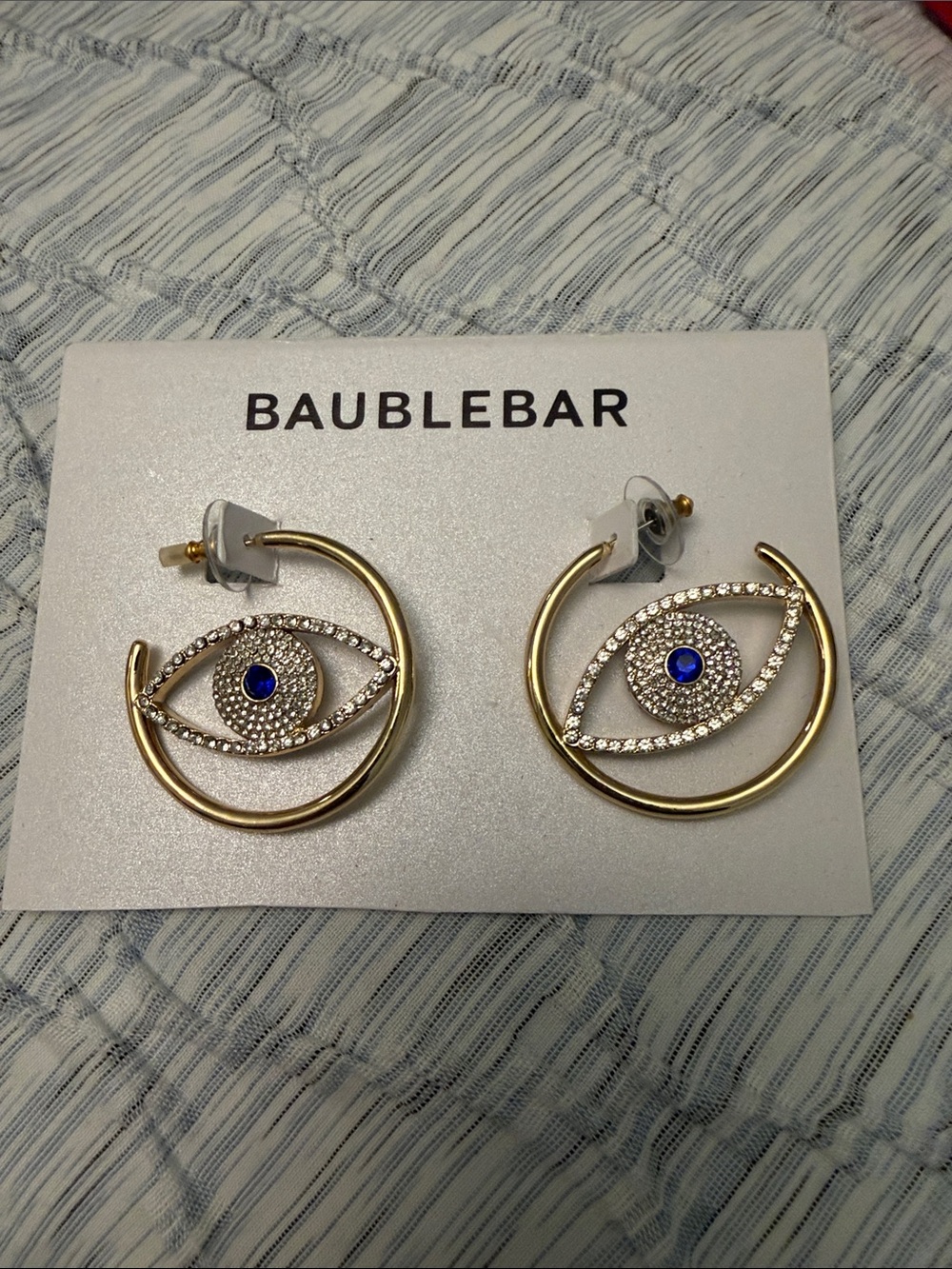 BaubleBar Good Eye Hoop Earrings New